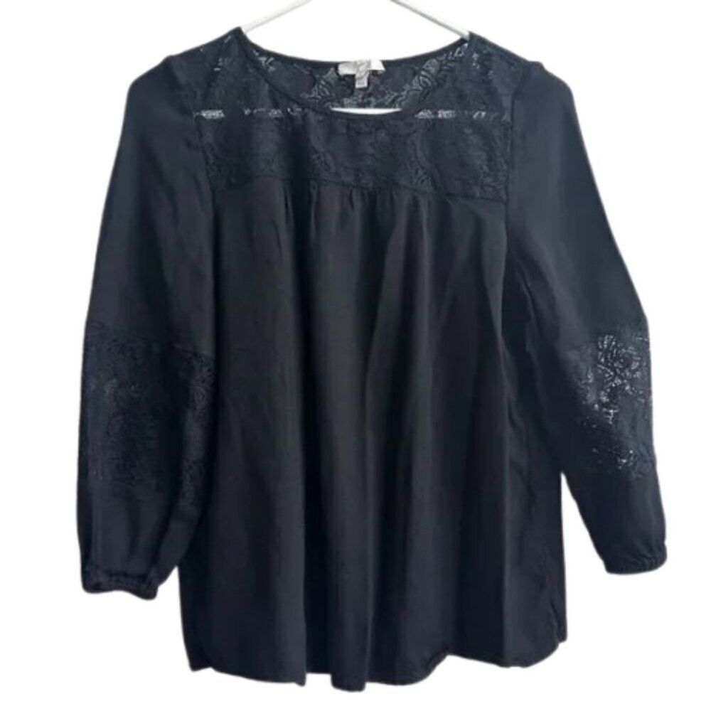 Joie Black Lace Long Sleeve Blouse size small